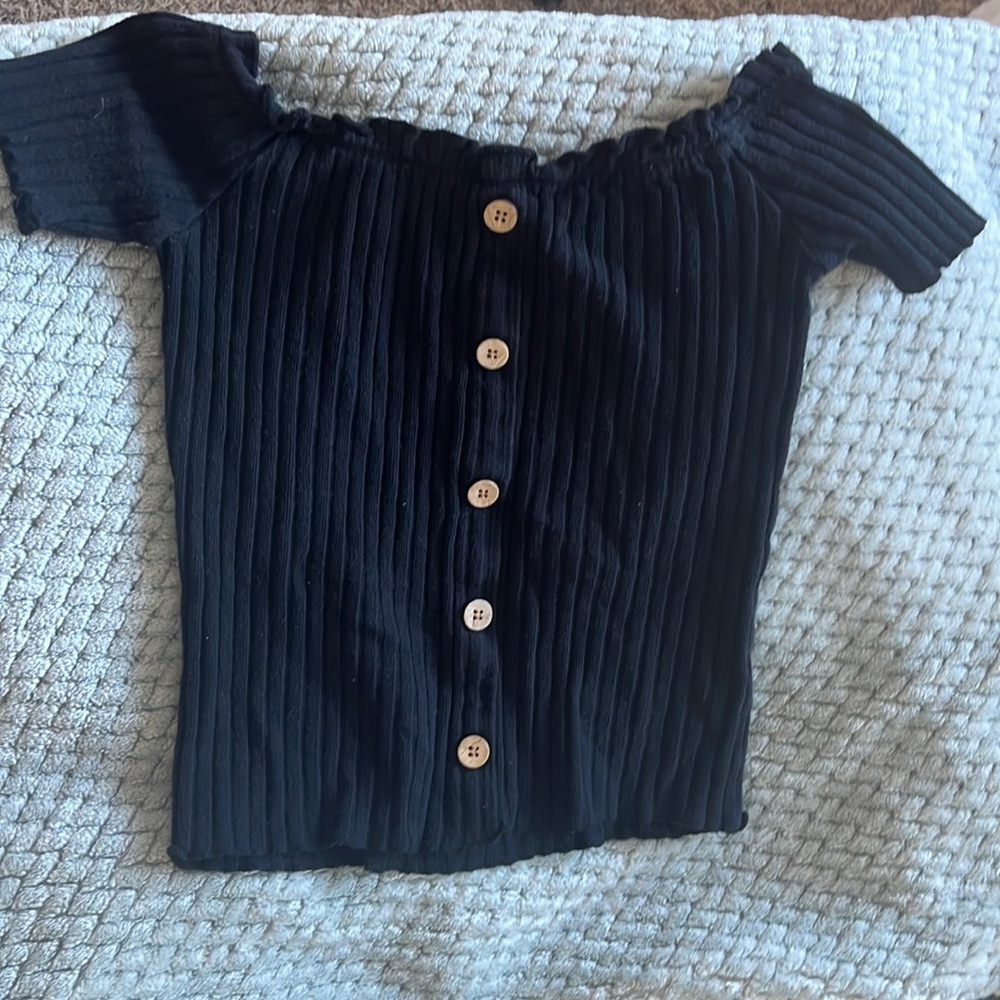 Black off the shoulder shirt